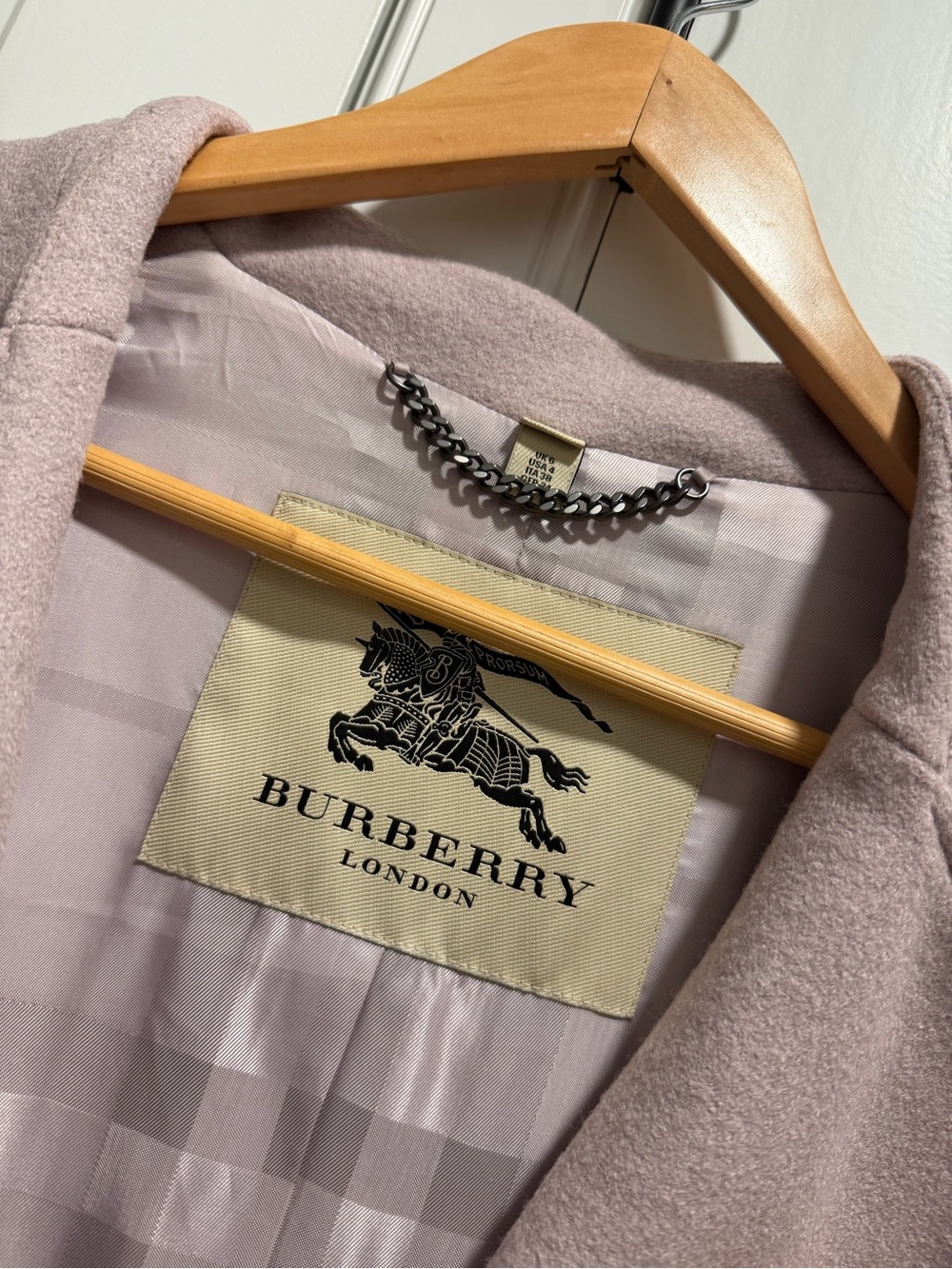 Burberry Light Pink Wool Pea Coat